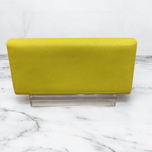 BVLGARI Clip closure Vibrant Yellow Bi-fold long wallet with silver hardware - Picture 4 of 11